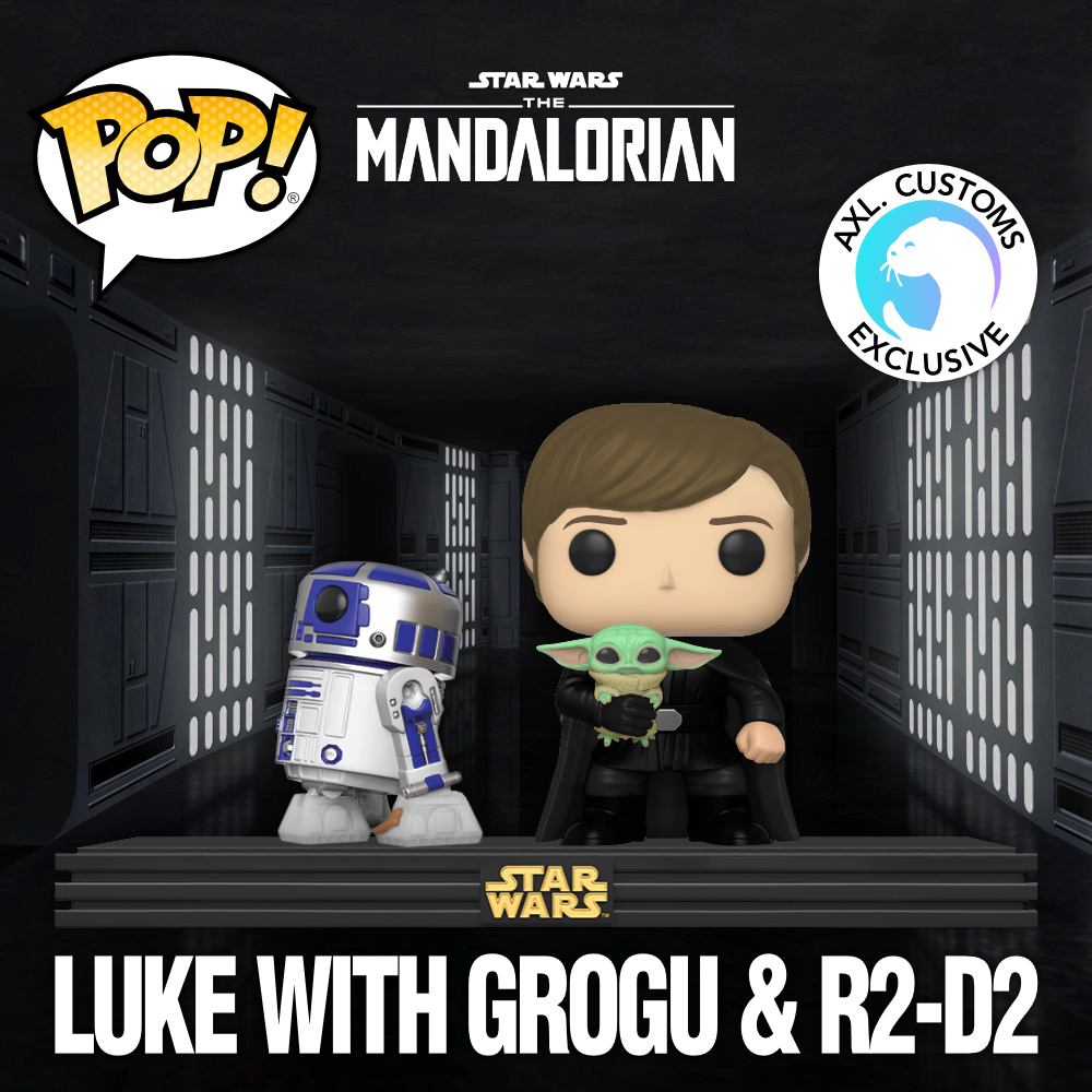 Custom Funko Pop Concept The Mandalorian - Luke Skywalker with Grogu & R2-D2
