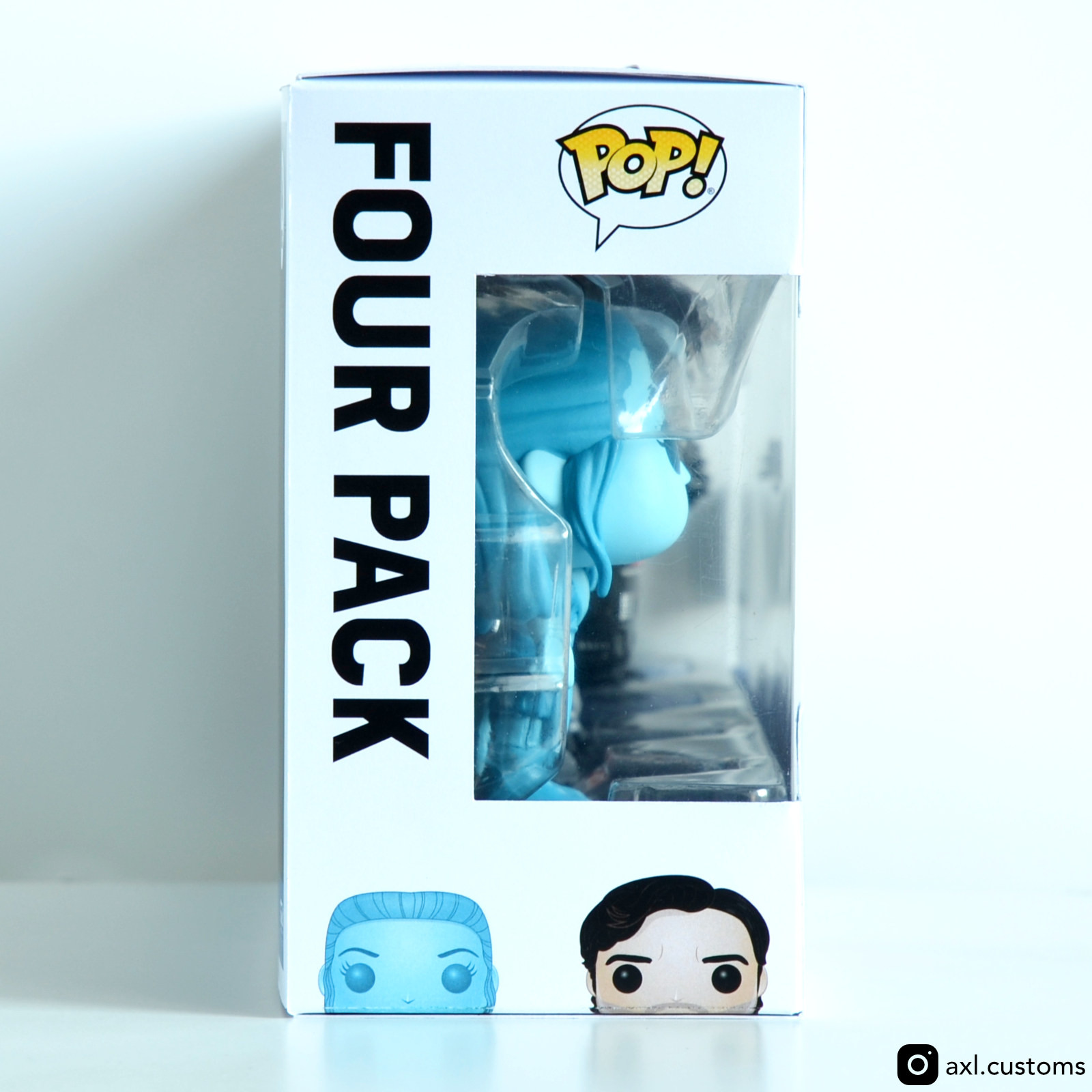 Window Side Shot Rise of the Resistance - Holographic Rey, Poe Dameron, First Order R5 Droid & Kylo Ren Custom Funko Pop